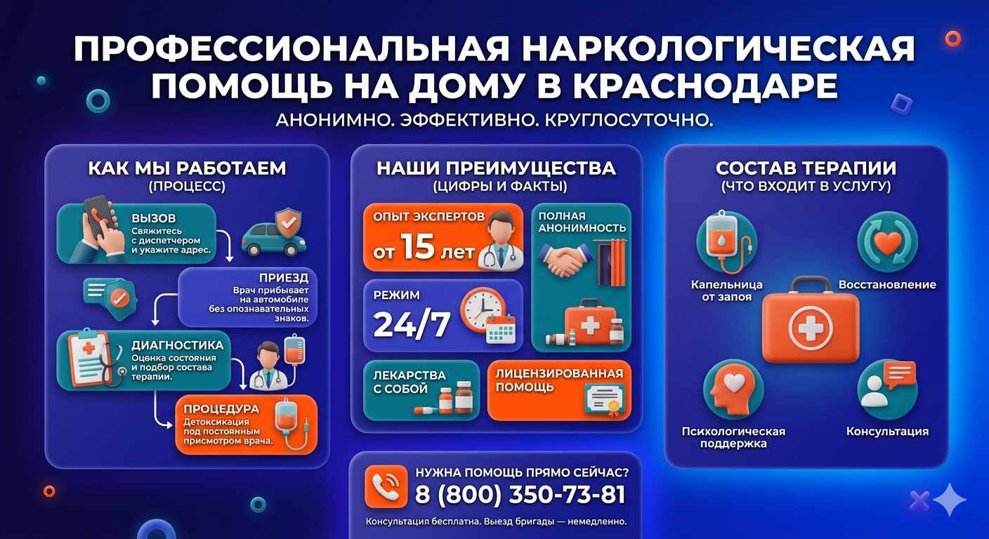 Инфографика о принципах лечения алкоголизма на дому в Светогорске: этапы вызова нарколога, преимущества анонимной детоксикации и состав медицинской помощи.